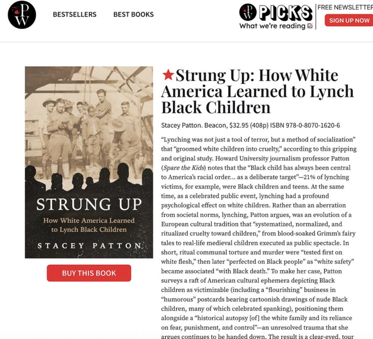 At a Moment When America Is Burying Black History, Publishers Weekly Gives My Forthcoming Book on the Lynching of Black Children a Starred Review